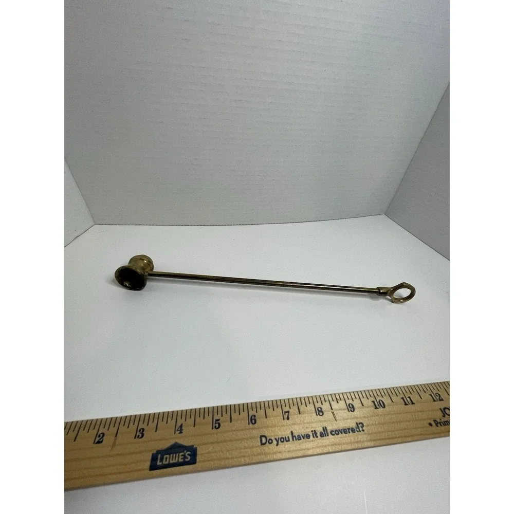 Vintage All-Metal Brass Finish Candle Snuffer measures 12.5